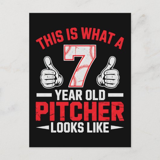Funny kids baseball pitcher typography design シーズンポストカード (正面)