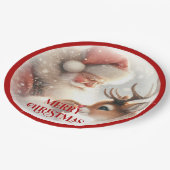 Funny Kids Holiday Plates Santa Claus Rudolph ペーパープレート (アングル)