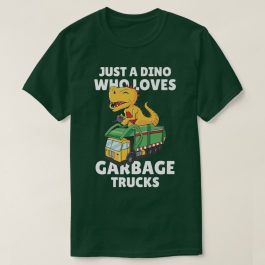 Funny Kids Just A Dino Who Loves Garbage Trucks  Tシャツ (デザイン正面)