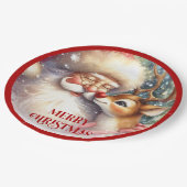 Funny Kids Santa Rudolph Holiday Party Plates ペーパープレート (アングル)