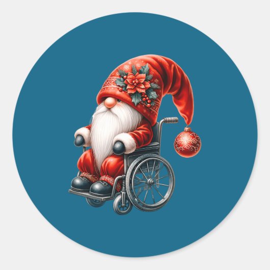 Funny Kids Wheelchair Santa Graphic For Men Christ ラウンドシール (正面)