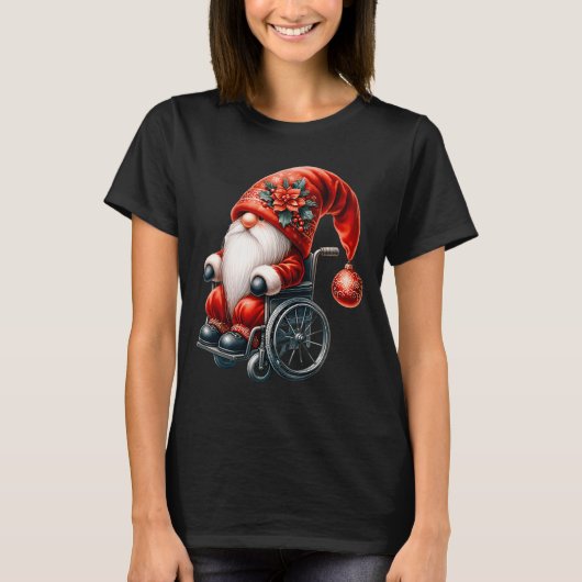 Funny Kids Wheelchair Santa Graphic For Men Christ Tシャツ (正面)