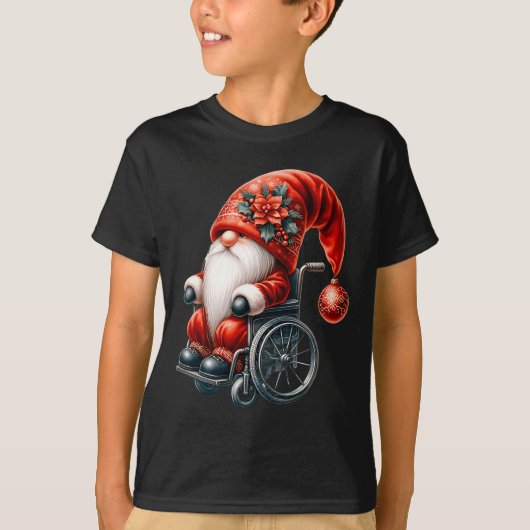 Funny Kids Wheelchair Santa Graphic For Men Christ Tシャツ (正面)