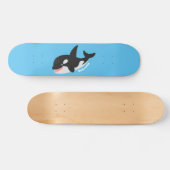 Funny killer whale orca cute cartoon illustration スケートボード (横)