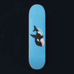 Funny killer whale orca cute cartoon illustration スケートボード<br><div class="desc">This cute design features a happy smiling killer whale blowing bubbles on a blue background for fun!</div>