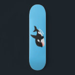 Funny killer whale orca cute cartoon illustration スケートボード<br><div class="desc">This cute design features a happy smiling killer whale blowing bubbles on a blue background for fun!</div>