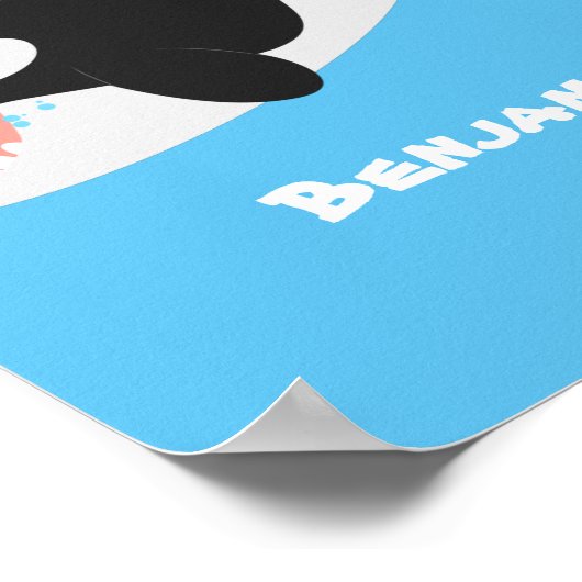 Funny killer whale orca cute cartoon illustration ポスター (角)