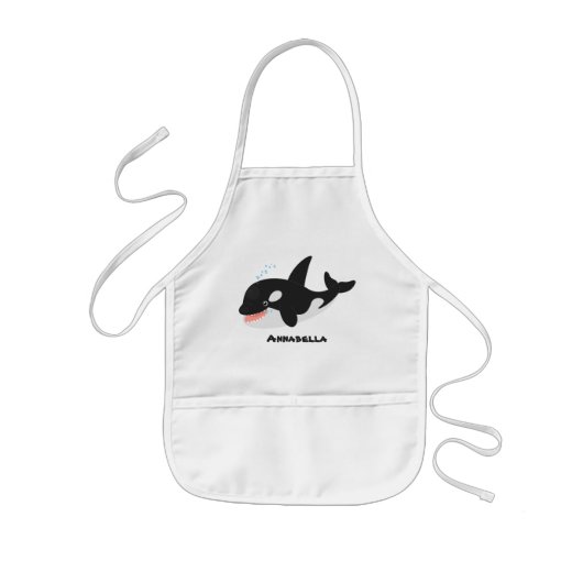 Funny killer whale orca cute cartoon illustration 子供用エプロン (正面)