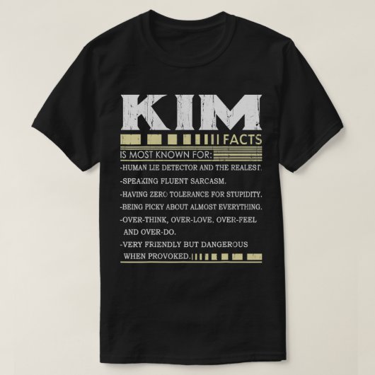 Funny Kim FACTS Gift  Kim Name  Tシャツ (デザイン正面)