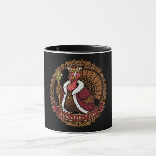 Funny "King of the Table" Thanksgiving Turkey マグカップ (中央)