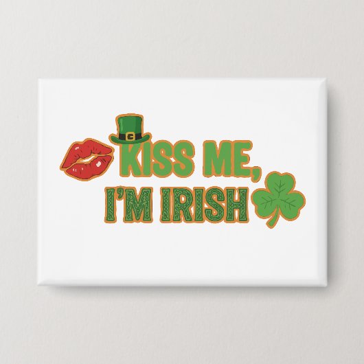 Funny Kiss Me I'm Irish St. Patrick's Day Party 缶バッジ (正面)