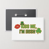 Funny Kiss Me I'm Irish St. Patrick's Day Party 缶バッジ (正面/裏面)