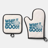 Funny Kitchen Whip It Good Chef Cooking Lover 鍋つかみ&鍋敷きセット (正面)