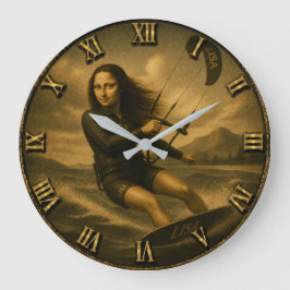 Funny Kitesurfing Mona Lisa Beach Watersports ラージ壁時計