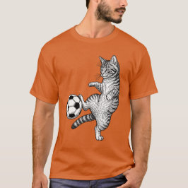 Funny Kitty Cat Playing Soccer Cute Soccer Mom Cat Tシャツ
