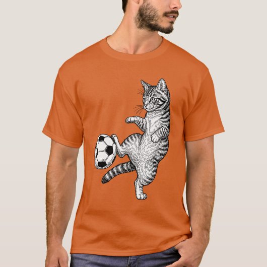 Funny Kitty Cat Playing Soccer Cute Soccer Mom Cat Tシャツ (正面)