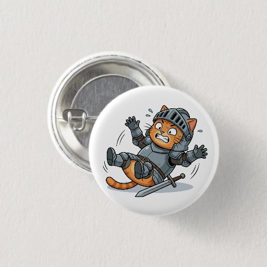 Funny Knight Cat Button 缶バッジ (正面&裏面)