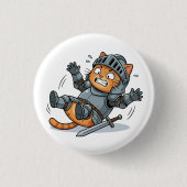 Funny Knight Cat Button 缶バッジ (正面)