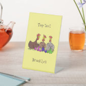 Funny knitting chickens cartoon illustration 台座サイン (インサイチュ)