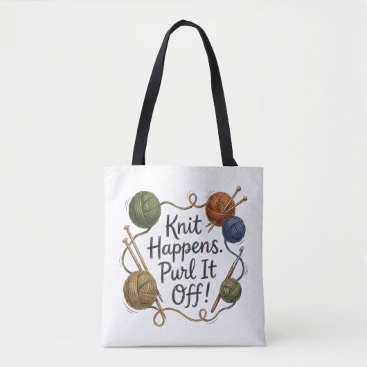 Funny Knitting Tote & Project Bag トートバッグ (正面)