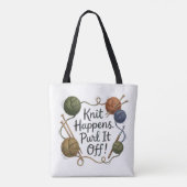 Funny Knitting Tote & Project Bag トートバッグ (裏面)