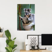 Funny Koala Bathroom Print, Reading Newspaper ポスター (ホームオフィス)