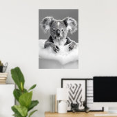 Funny Koala Bubble Bath Print, Vintage Bathroom ポスター (ホームオフィス)