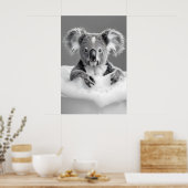 Funny Koala Bubble Bath Print, Vintage Bathroom ポスター (キッチン)