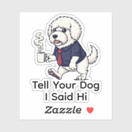 Funny Komondor Dog Business Suit Coffee シール