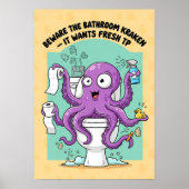 Funny Kraken Bathroom Poster ポスター (正面)