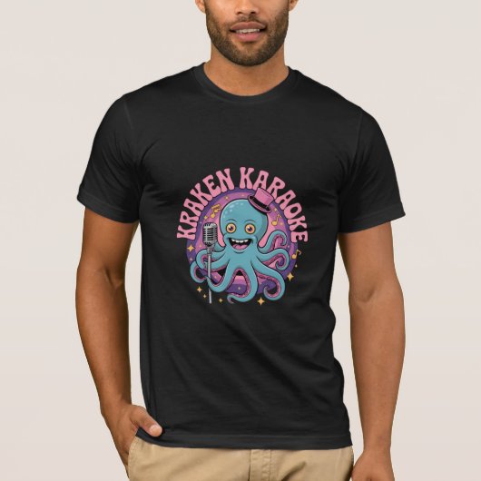 Funny Kraken Karaoke Octopus Tシャツ (正面)