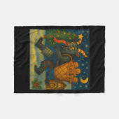 Funny Krampus Gingerbread Night Festive Creepy Hol フリースブランケット (正面(横))