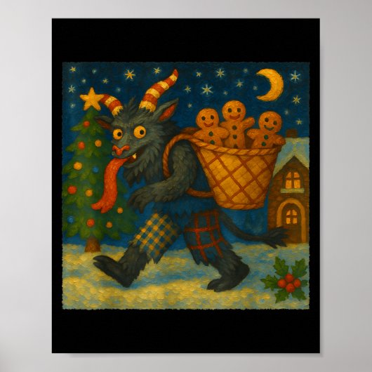 Funny Krampus Gingerbread Night Festive Creepy Hol ポスター (正面)