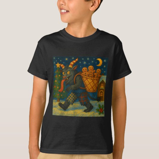 Funny Krampus Gingerbread Night Festive Creepy Hol Tシャツ (正面)
