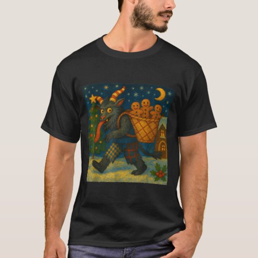Funny Krampus Gingerbread Night Festive Creepy Hol Tシャツ (正面)