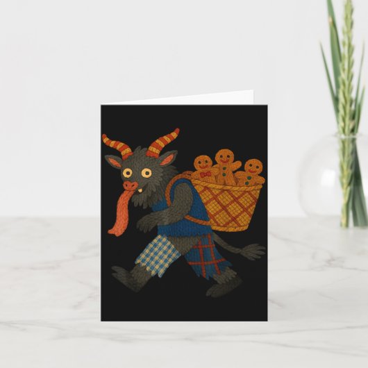 Funny Krampus Gingerbread Yarn Art Creepy Holiday  カード (正面)