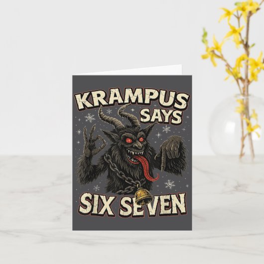Funny Krampus Says Six Seven 6 7 Meme Christmas Ho カード (黄色い花)
