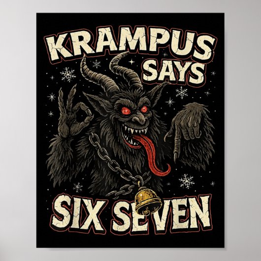 Funny Krampus Says Six Seven 6 7 Meme Christmas Ho ポスター (正面)