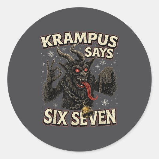 Funny Krampus Says Six Seven 6 7 Meme Christmas Ho ラウンドシール (正面)