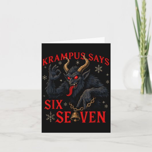 Funny Krampus Says Six Seven 6 7 Meme Christmas Xm カード (正面)