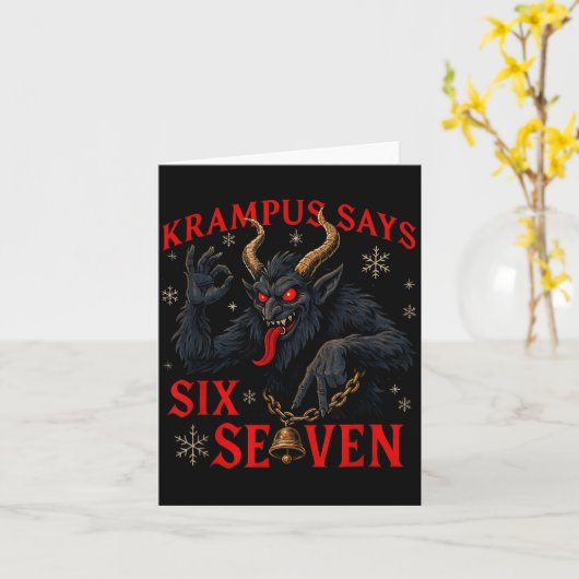 Funny Krampus Says Six Seven 6 7 Meme Christmas Xm カード (黄色い花)