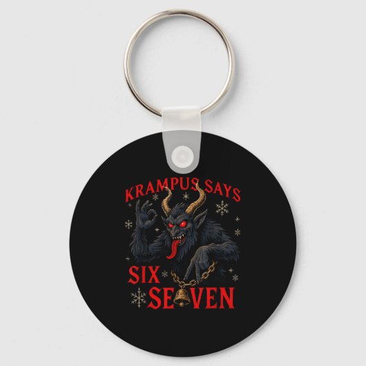 Funny Krampus Says Six Seven 6 7 Meme Christmas Xm キーホルダー (正面)
