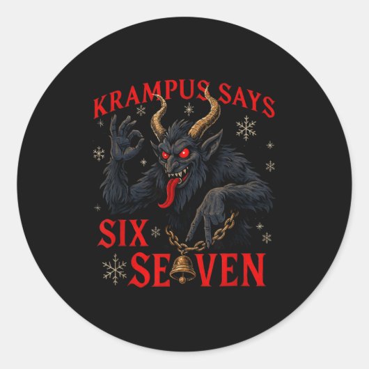 Funny Krampus Says Six Seven 6 7 Meme Christmas Xm ラウンドシール (正面)