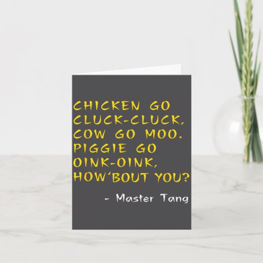 Funny Kung W Movie Quotes - Chicken Go Cluck Cow G カード (正面)