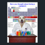 Funny Lab Chemistry Poster for Teachers ポスター<br><div class="desc">A humorous, customizable chemistry poster with a 90 lb. Lab chemist. You can customize the three areas of text, change the fonts, font sizes and colors. The Periodic Table is thanks to clker. The chemicals in glass ware are thanks to publicdomainpictures, but I made a png of the picture. The...</div>