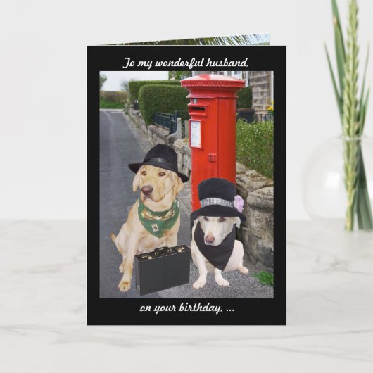 Funny Lab Husband Birthday カード (正面)