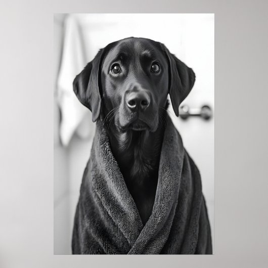 Funny Labrador Bathrobe Print, Bathroom Dog Art ポスター (正面)
