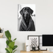Funny Labrador Bathrobe Print, Bathroom Dog Art ポスター (ホームオフィス)