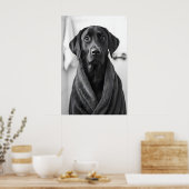 Funny Labrador Bathrobe Print, Bathroom Dog Art ポスター (キッチン)