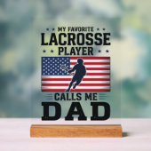 Funny Lacrosse Dad American Flag Vintage Shirt Des アクリルサイン (ニュートラル)
